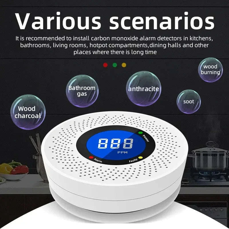Carbon Monoxide Detector with Digital Display and Battery Power-10-PCS / China Mainland