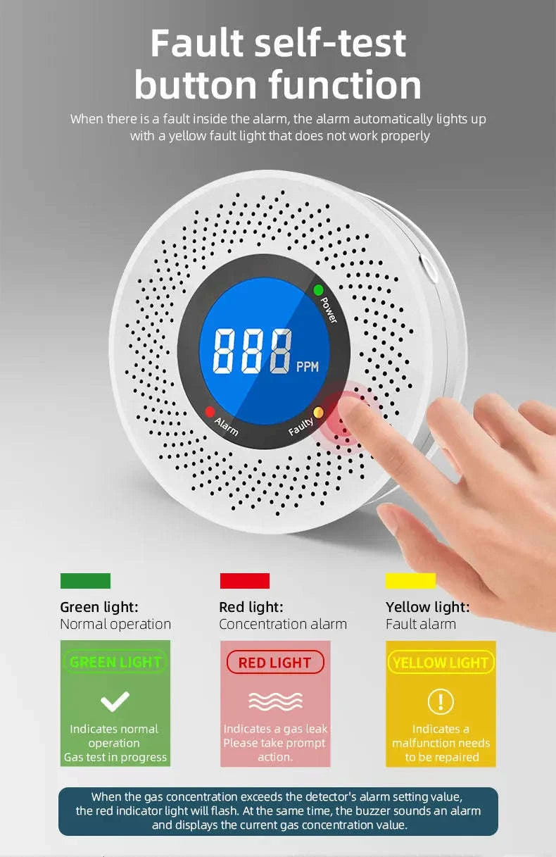 Carbon Monoxide Detector with Digital Display and Battery Power-10-PCS / China Mainland