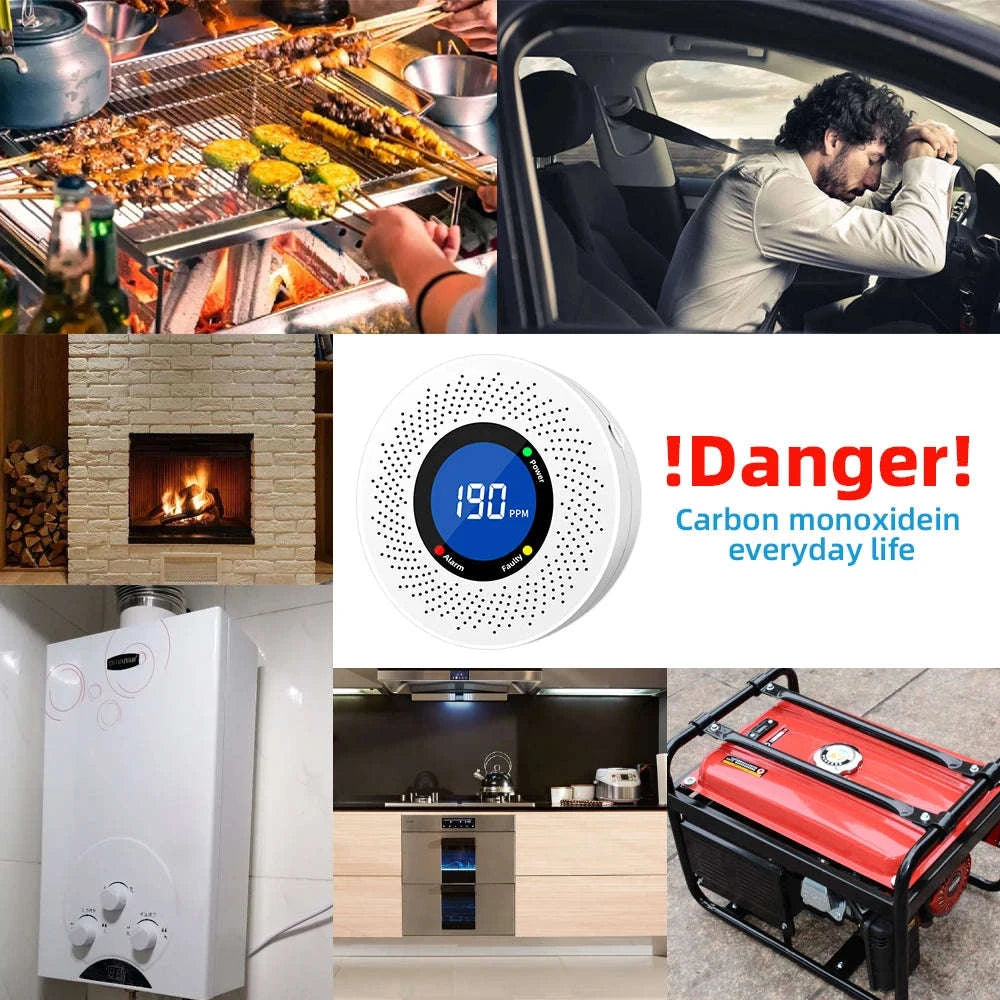 Carbon Monoxide Detector with Digital Display and Battery Power-10-PCS / China Mainland