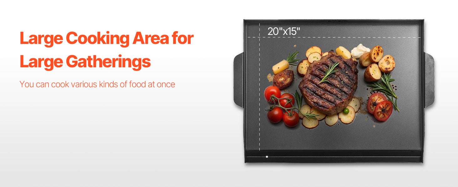 Carbon Steel BBQ Griddle Plate for Gas Grill & Stovetop Cooking-20 x 16inch / United States