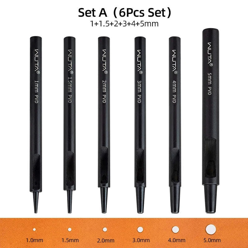 Carbon Steel Round Hole Punch Set for Leather, Fabric & DIY-Set D(3.5mm 10Pcs) / United States