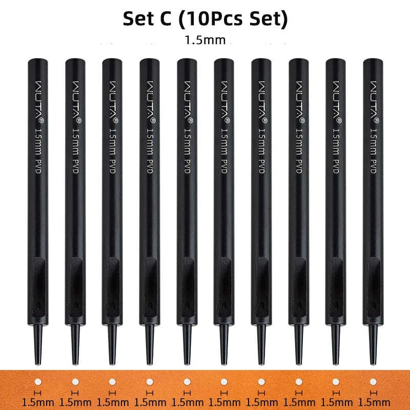 Carbon Steel Round Hole Punch Set for Leather, Fabric & DIY-Set D(3.5mm 10Pcs) / United States