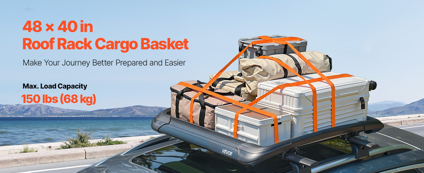 SucceBuy Roof Rack Cargo Carrier 48x40x5.6“ Universal Rooftop Cargo Basket Car Top Luggage Holder Anti-Rust Alloy Steel for Car