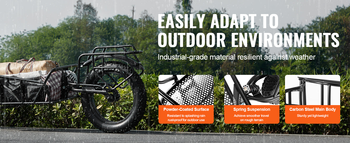 SucceBuy Reboque de Carga para Bicicleta de 275 lbs/125 kg, Bicicleta Carrinho de Mão Foldável Compacto, com Engate Universal, Rodas de 20", Compatível com a Maioria das Bicicletas