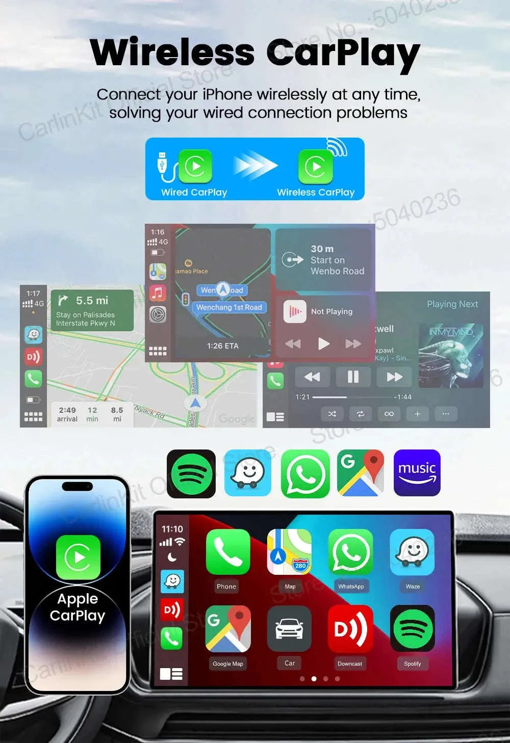 CarlinKit 5.0 Mini Ultra Wireless CarPlay Adapter-Mini Ultra / Brands Genuine