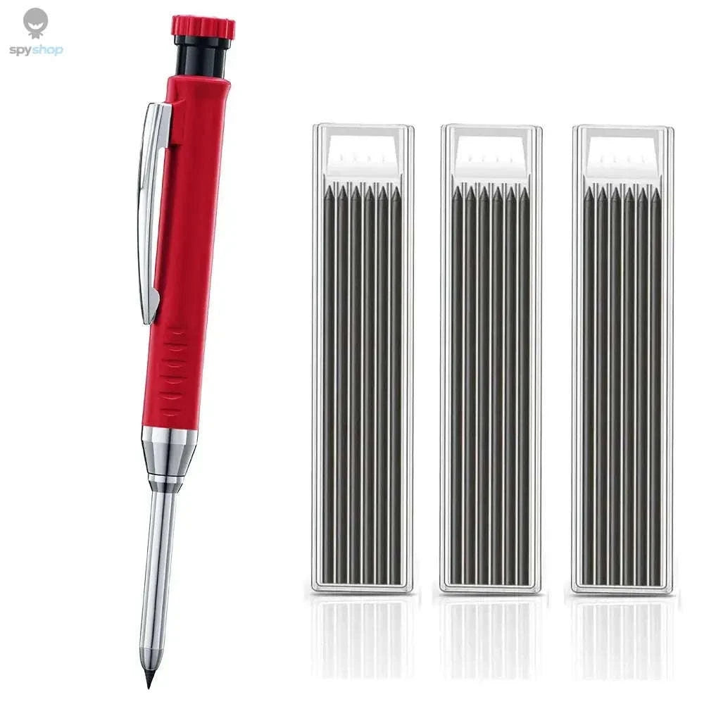 Carpenter Mechanical Pencil – Precision Marking with Built‑In Sharpener and Color Refills-set D-Black 4pcs