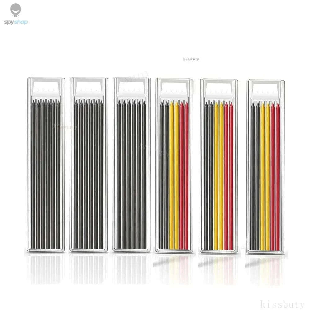 Carpenter Mechanical Pencil – Precision Marking with Built‑In Sharpener and Color Refills-set D-Black 4pcs