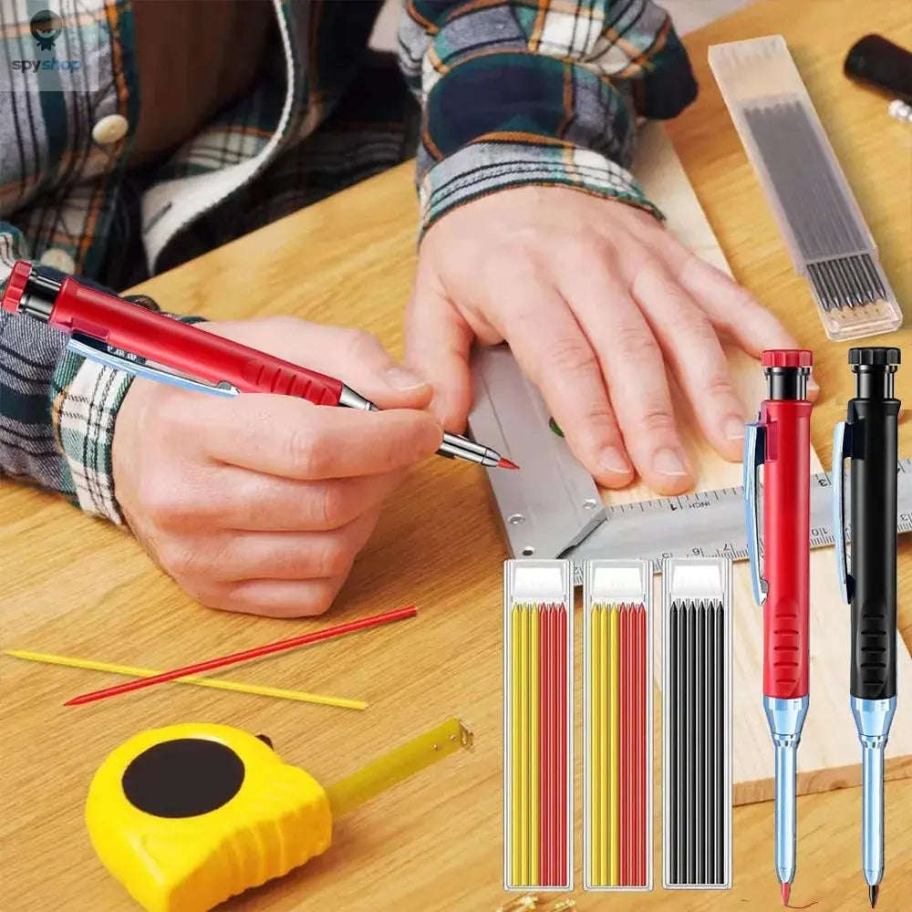 Carpenter Mechanical Pencil Set with Sharpener for Clean Marking-Blue set- A