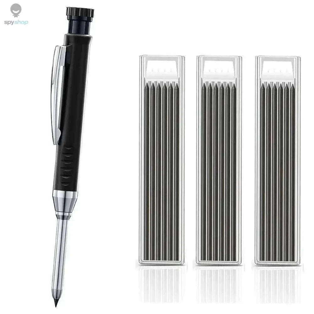 Carpenter Mechanical Pencil with Sharpener and Color Refills-set D-Black 4pcs