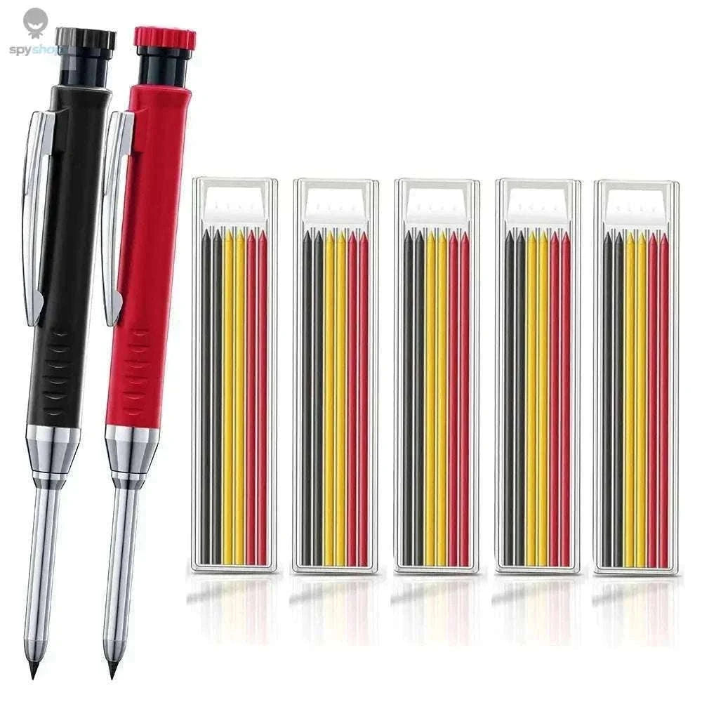Carpenter Mechanical Pencil with Sharpener and Color Refills-set D-Black 4pcs