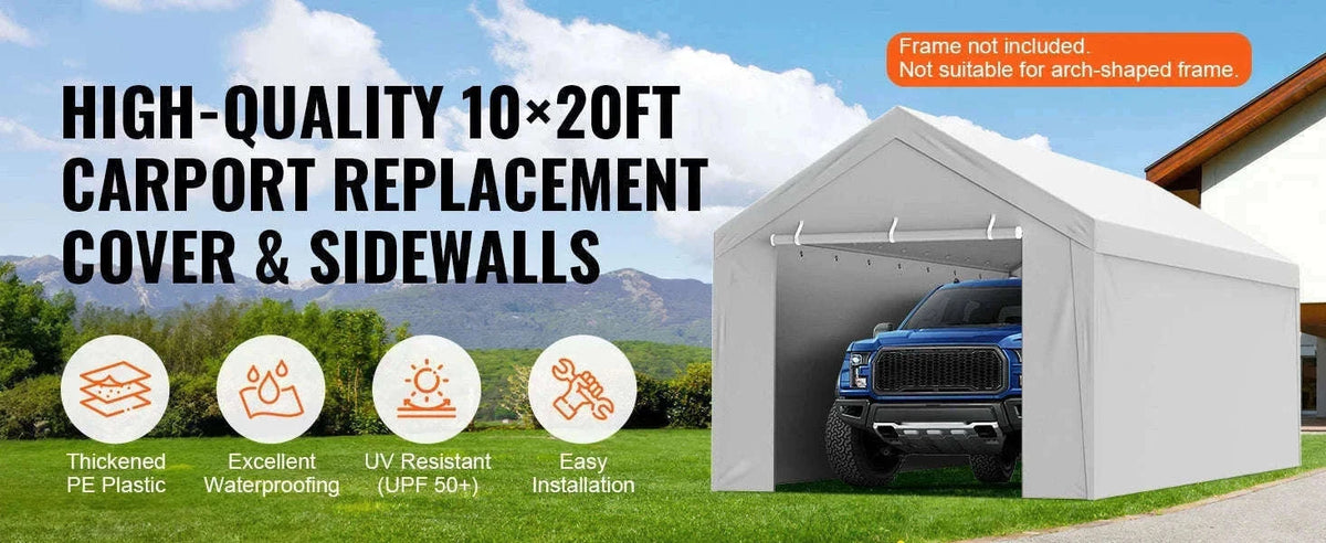 Carport Replacement Canopy Cover Waterproof UV Protected-10x20ft Gray / Poland
