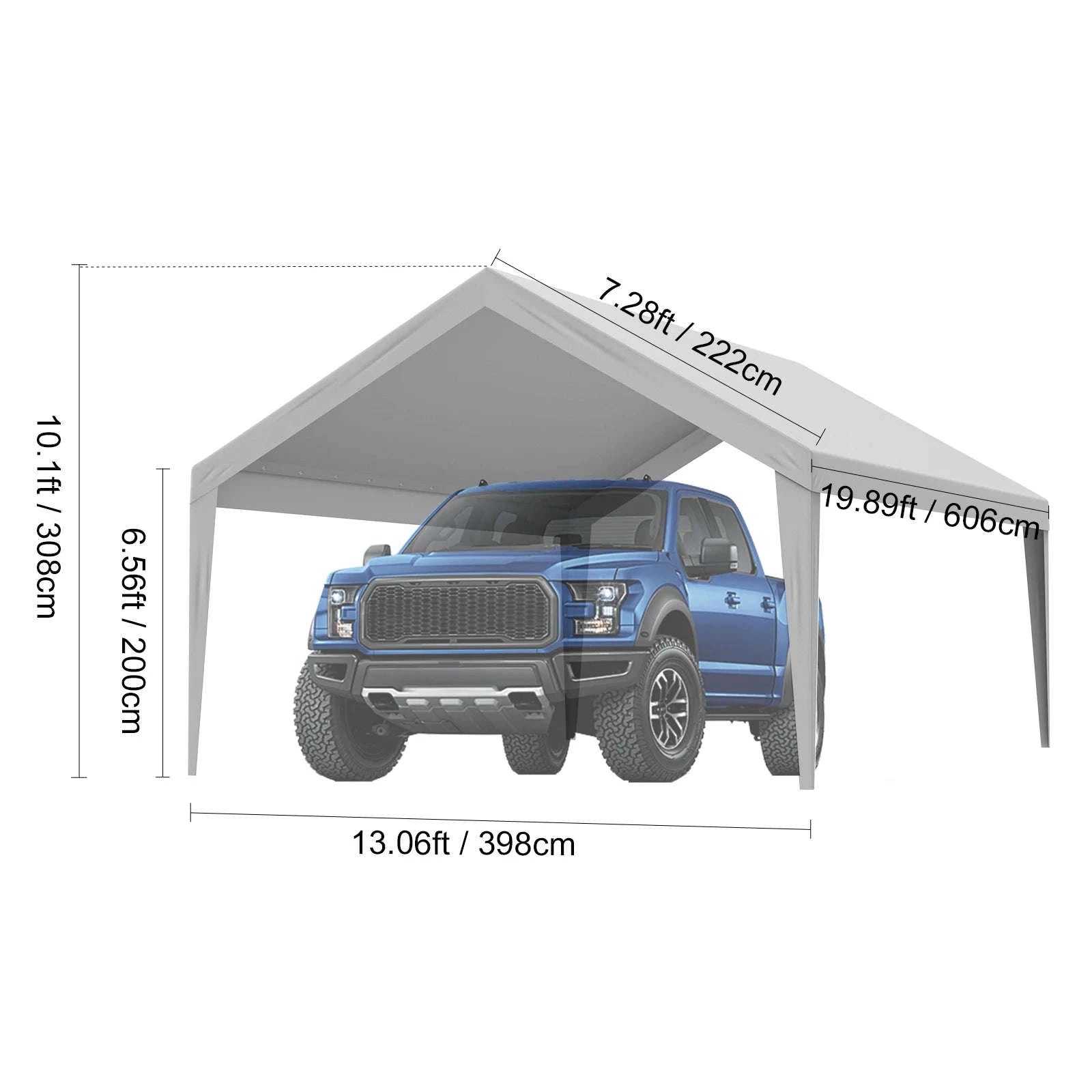 Carport Replacement Canopy Cover Waterproof UV Protected Frame Not Included-10x20ft Yellow Top / United States