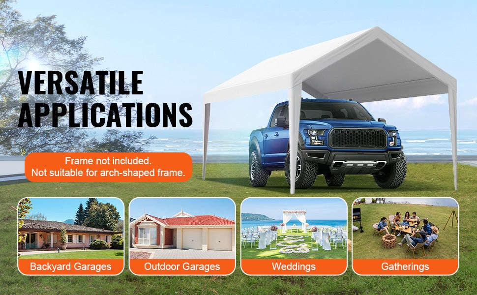 Carport Replacement Canopy Cover Waterproof UV Protected Frame Not Included-10x20ft Yellow Top / United States