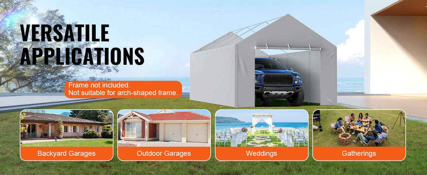 Carport Replacement Canopy Cover Waterproof UV Protected Frame Not Included-10x20ft Yellow Top / United States