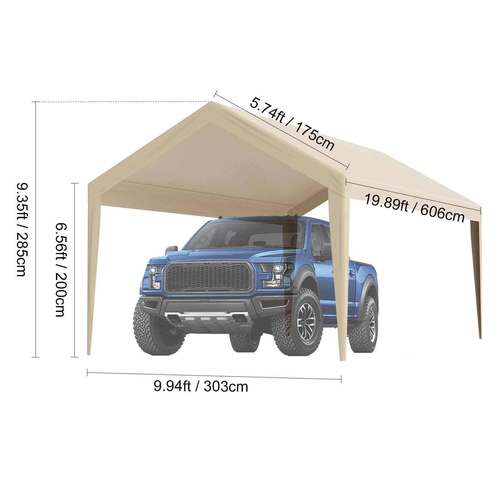Carport Replacement Canopy Cover Waterproof UV Protected Frame Not Included-10x20ft Yellow Top / United States