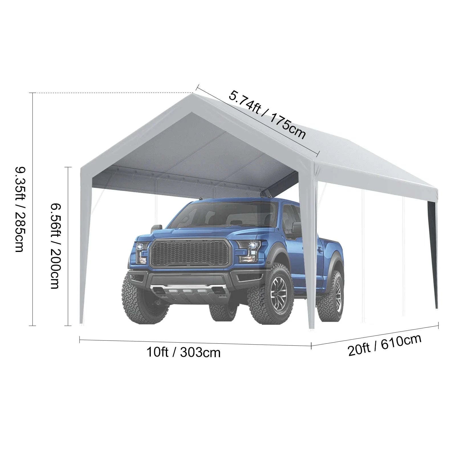 Carport Replacement Canopy Cover with Ball Bungees-Yellow 10x20ft / france