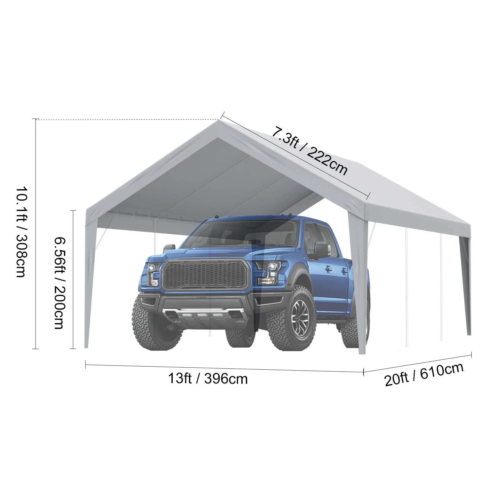 Carport Replacement Canopy Cover with Ball Bungees-Yellow 10x20ft / france