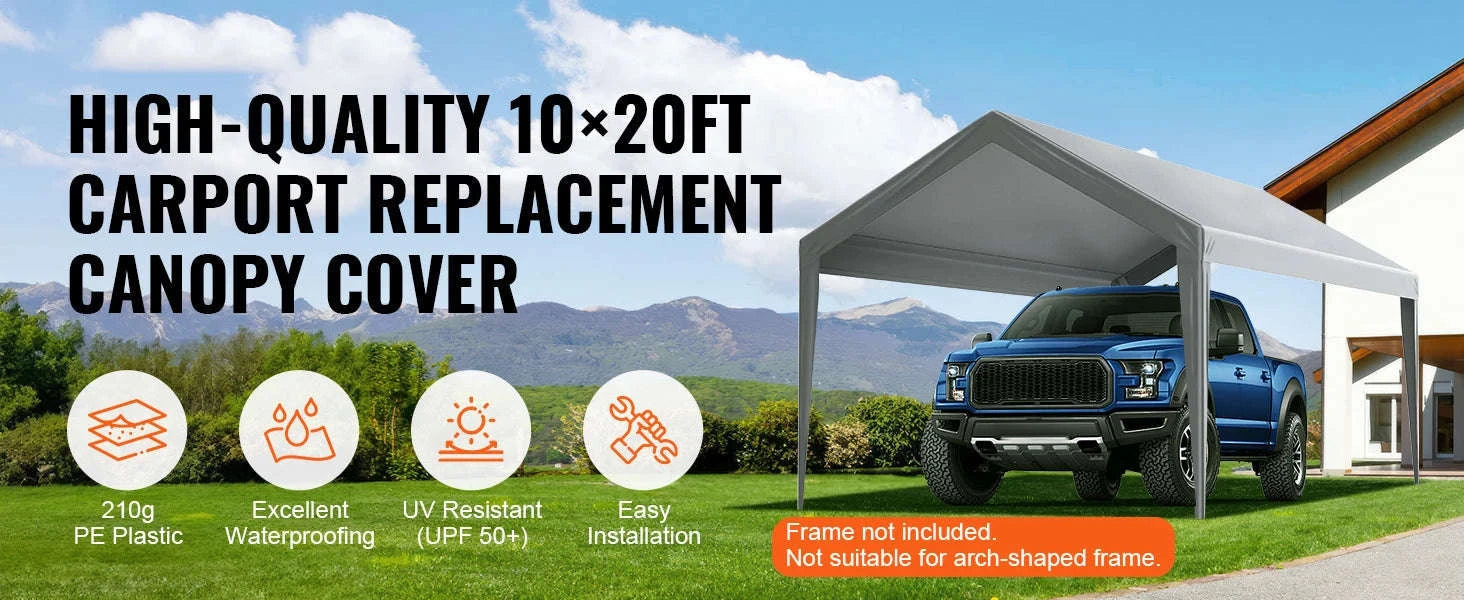 Carport Replacement Canopy Cover with Ball Bungees-Yellow 10x20ft / france