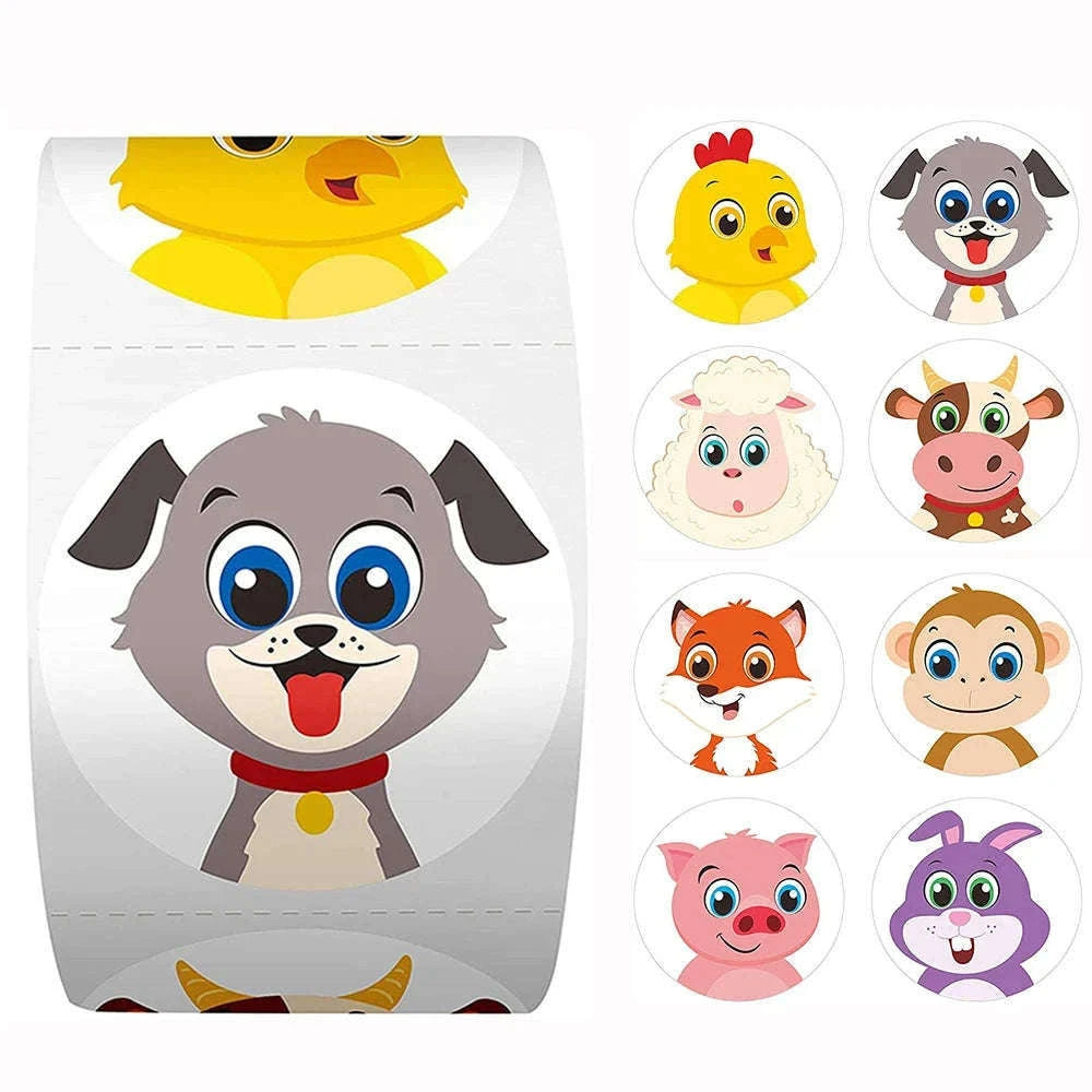 Cartoon Animal Reward Stickers for Kids, Gifts, and Crafts-QY852-500pcs