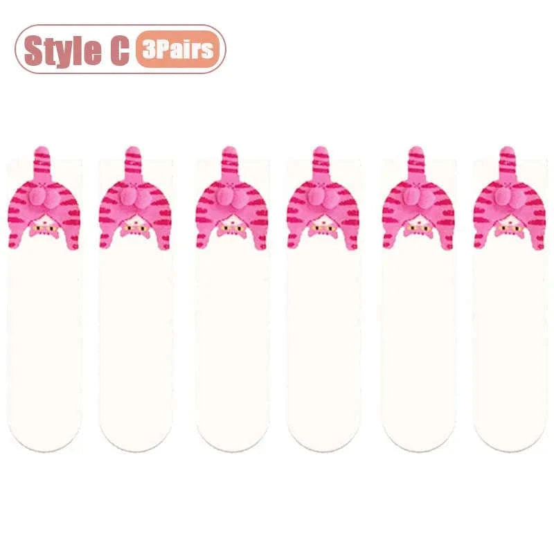 Cartoon Cat Socks Cozy Mid-Calf Cotton Gift for Cat Lovers-Style A-5PCS / One size