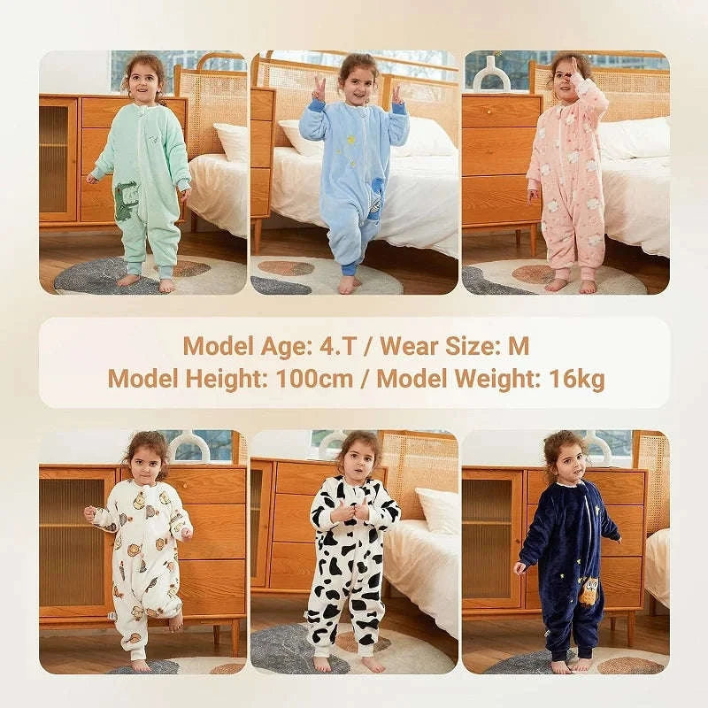 Cartoon Flannel Sleepsack Pajamas for Kids-A Cow / 6-7T