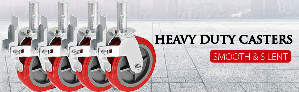 8" Polyurethane Swivel Caster Wheels Set of 4 with Brakes 3200 lb