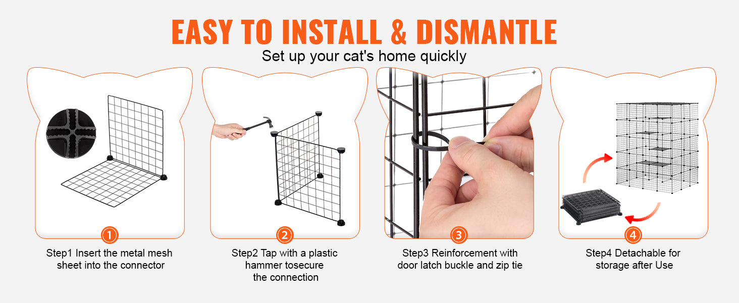 Gaiola grande para gatos SucceBuy, gaiola de metal com separação, jaula de arame com portas frontais, rede para gatos, rampa, escadas, casinha, espaço para exercício para gato