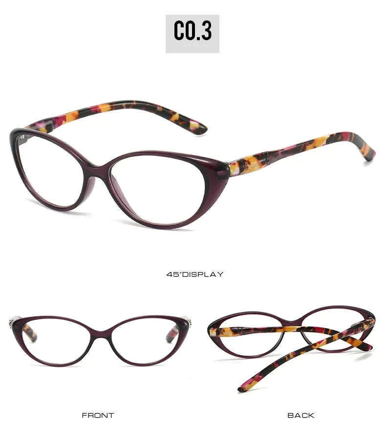 Cat Eye Myopia Glasses with Photochromic and Blue Light Protection-PHOTO Colorful / Myopia-375