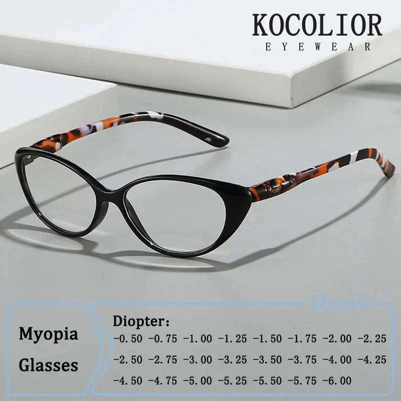 Cat Eye Myopia Glasses with Photochromic and Blue Light Protection-PHOTO Colorful / Myopia-375