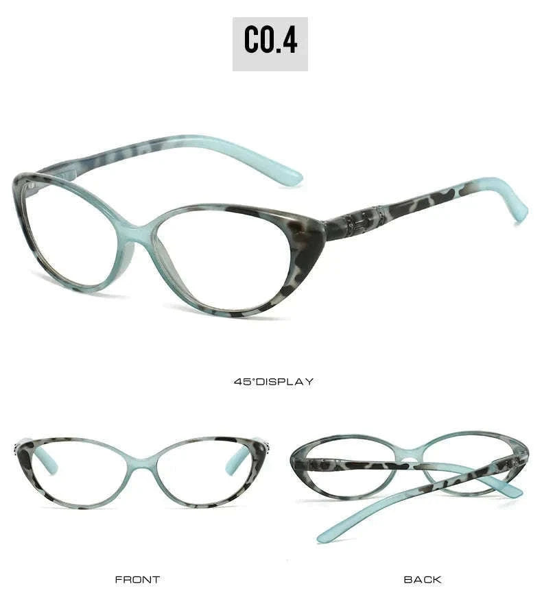Cat Eye Myopia Glasses with Photochromic and Blue Light Protection-PHOTO Colorful / Myopia-375
