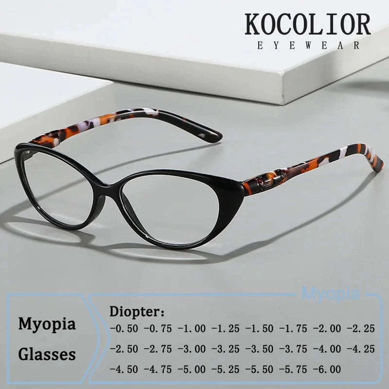 Cat Eye Myopia Glasses with Photochromic & Blue Light Protection-PHOTO Colorful / Myopia-375
