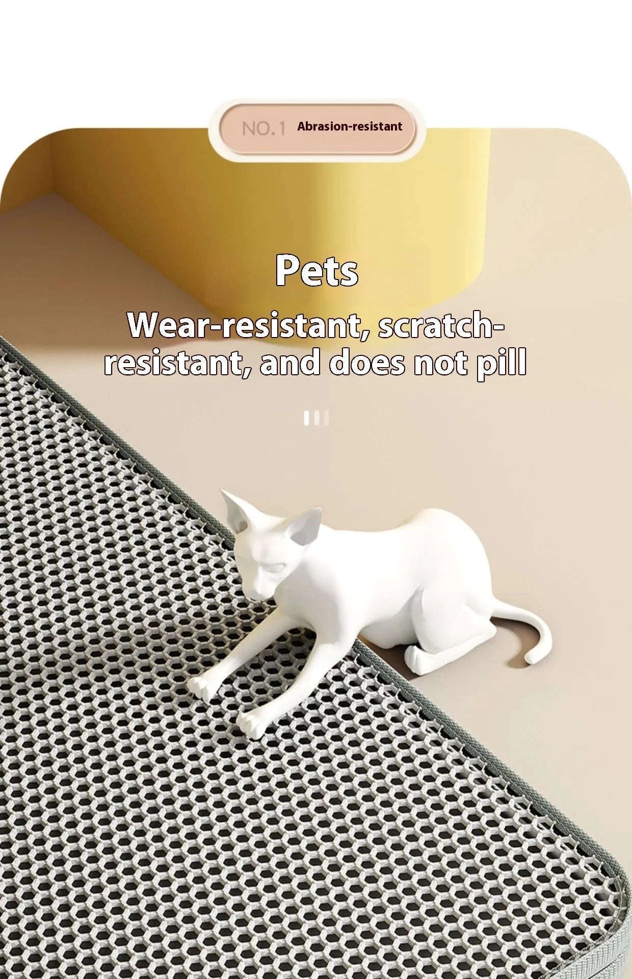 Cat Litter Mat with Two-Layer Sand Trapping Design-gray / 60x90cm
