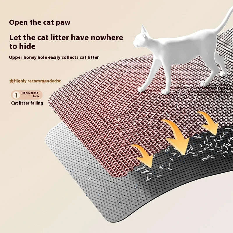 Cat Litter Mat with Two-Layer Sand Trapping Design-gray / 60x90cm