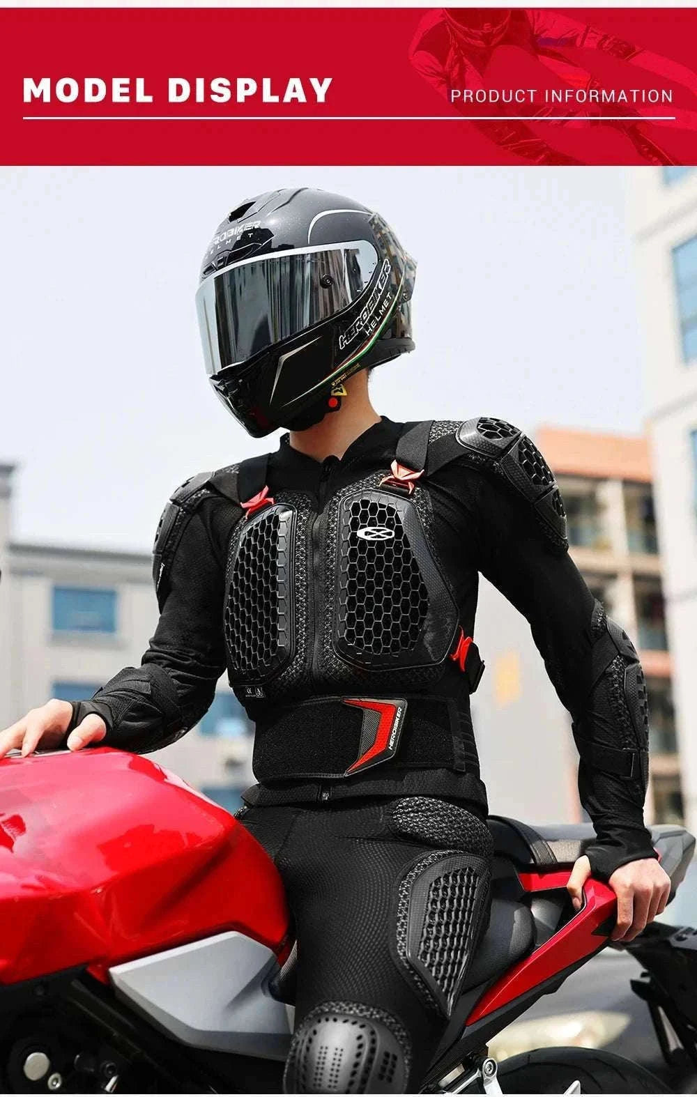 CE Certified Motocross Armor Jacket Set with Chest & Back Protection-MP1009 BK Pants / XL