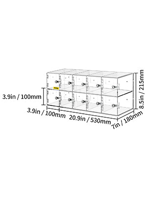 Lockable Cell Phone Storage Locker with 10/20 Slots Acrylic Cabinet