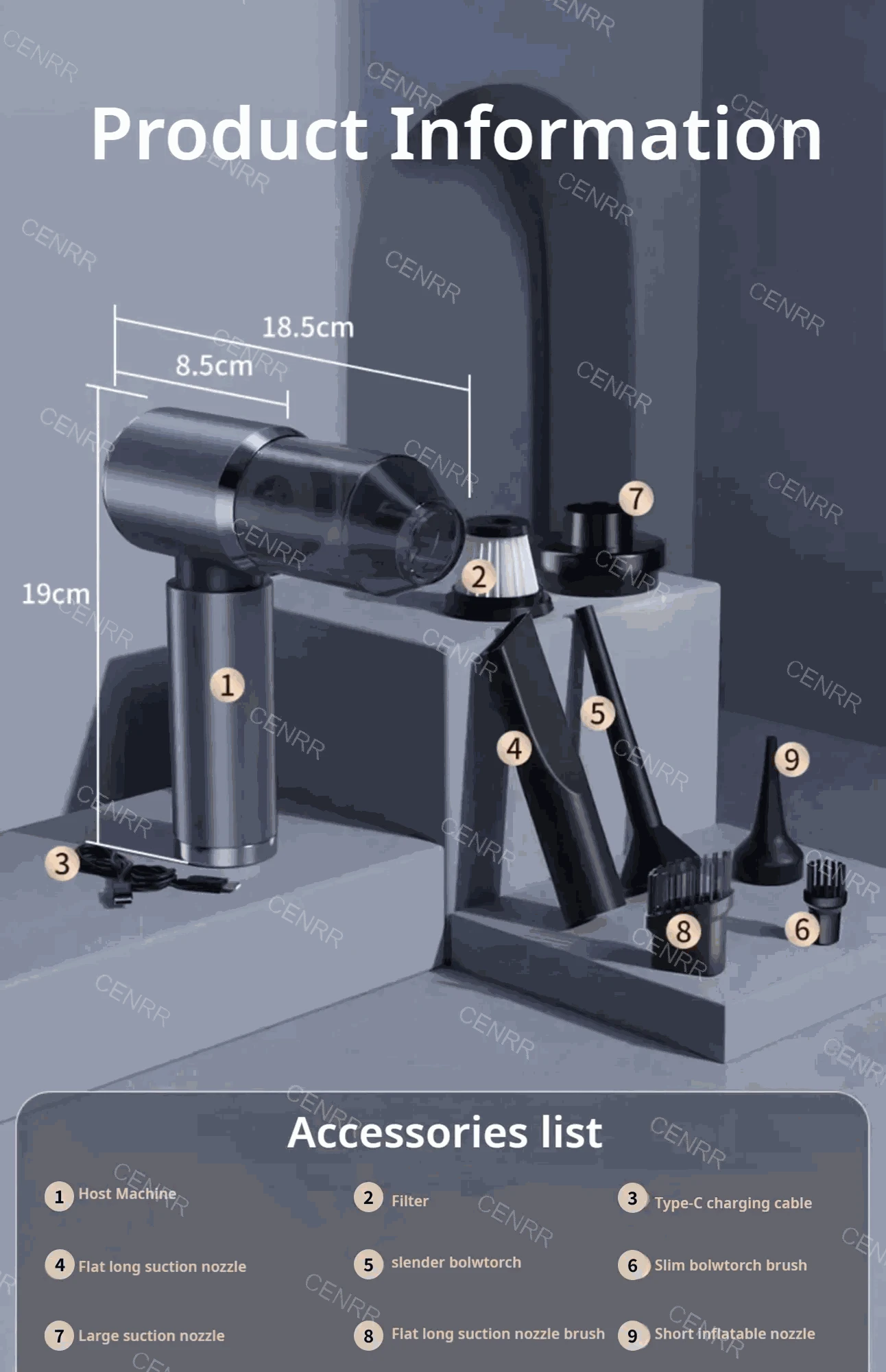CENRR Wireless Car Vacuum Cleaner-Basic