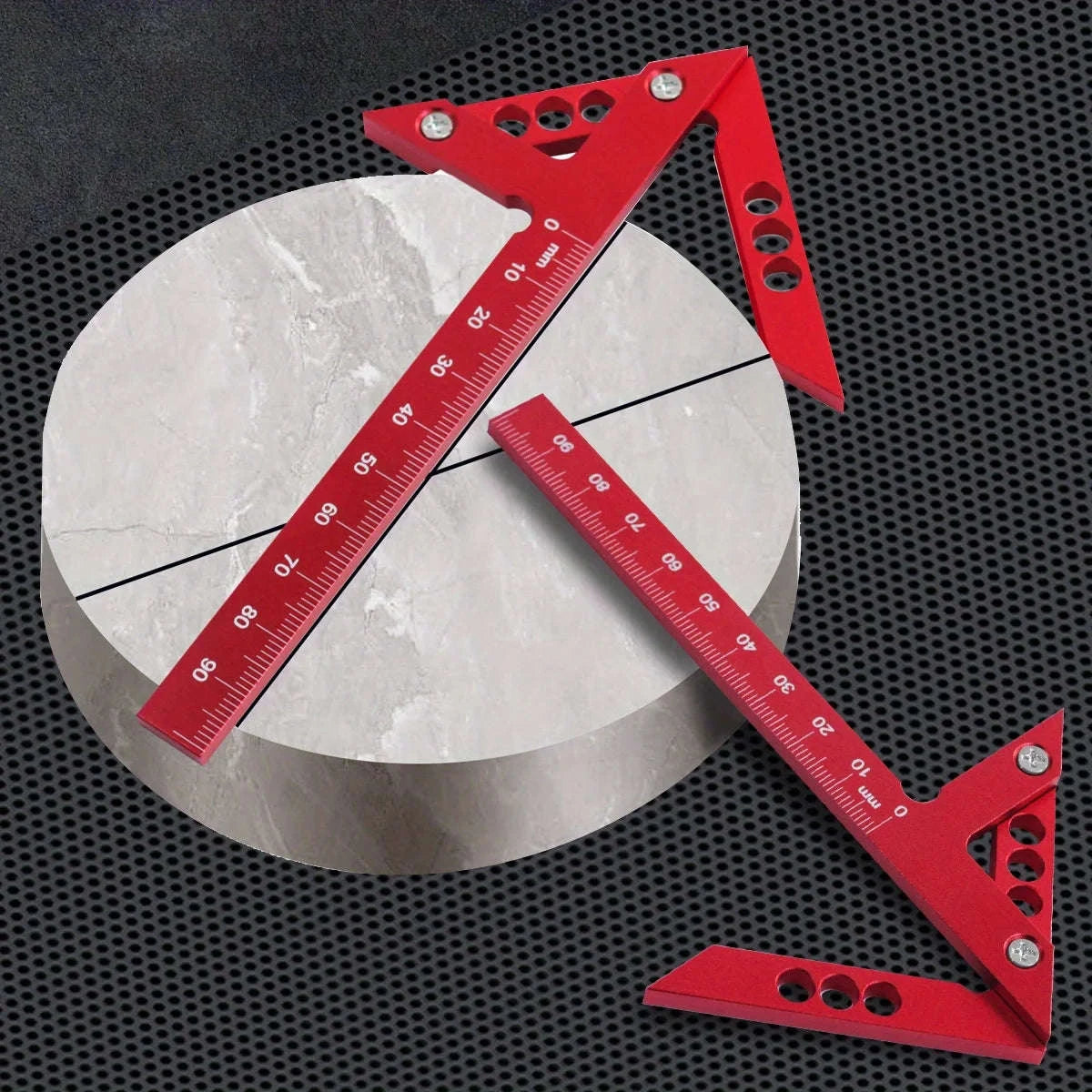 Center Finder Woodworking Square – Aluminum Angle Line Gauge-Metric Red