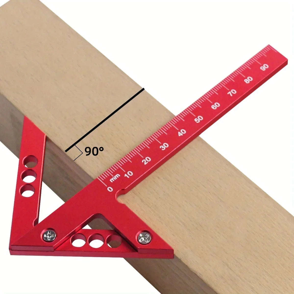 Center Finder Woodworking Square – Aluminum Angle Line Gauge-Metric Red