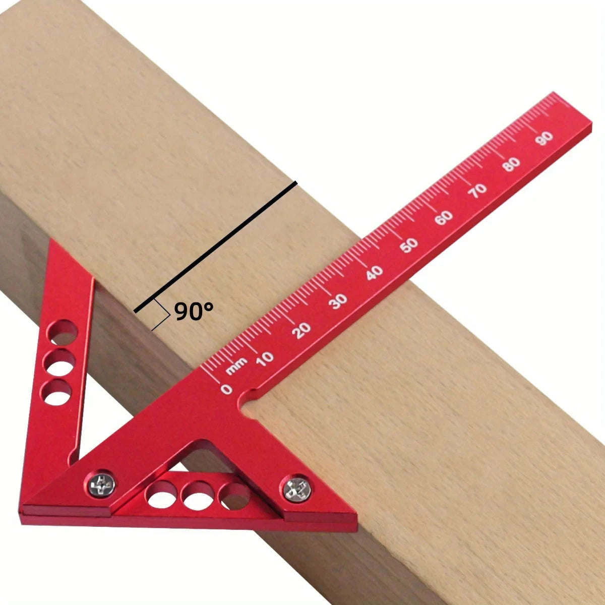 Center Finder Woodworking Square – Aluminum Angle Line Gauge-Metric Red