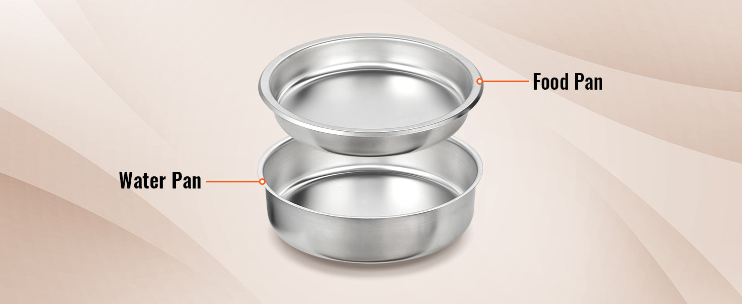 SucceBuy Roll Top Chafing Dish Buffet Set 6 Qt 2 Pack Stainless Steel Chafer with 2 Full Size Pans Round Catering Warmer Server