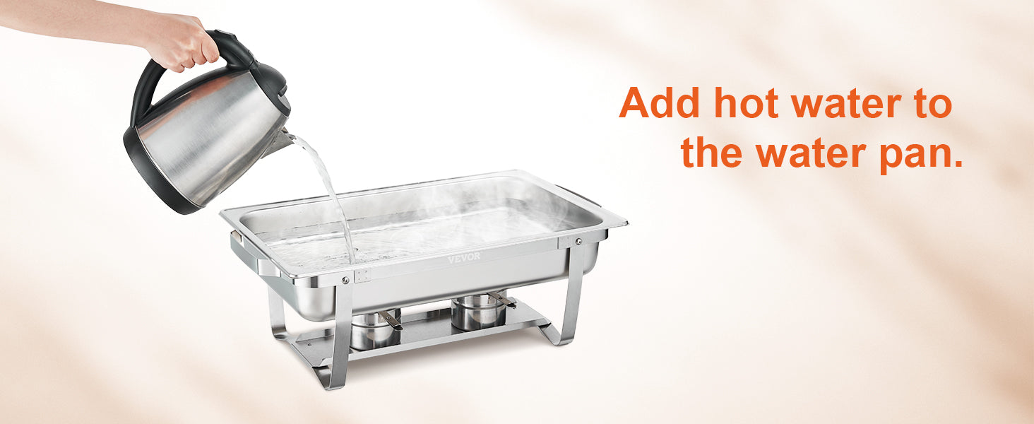 8QT Chafing Dish Buffet Set with Full Pans & Fuel Holders