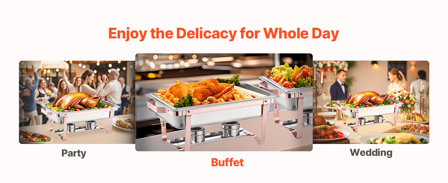 SucceBuy 8Qt 4/6 Packs Chafing Dish Buffet Set Stainless Steel Chafer Rectangle Catering Warmer Server w/Lid Water Pan for party