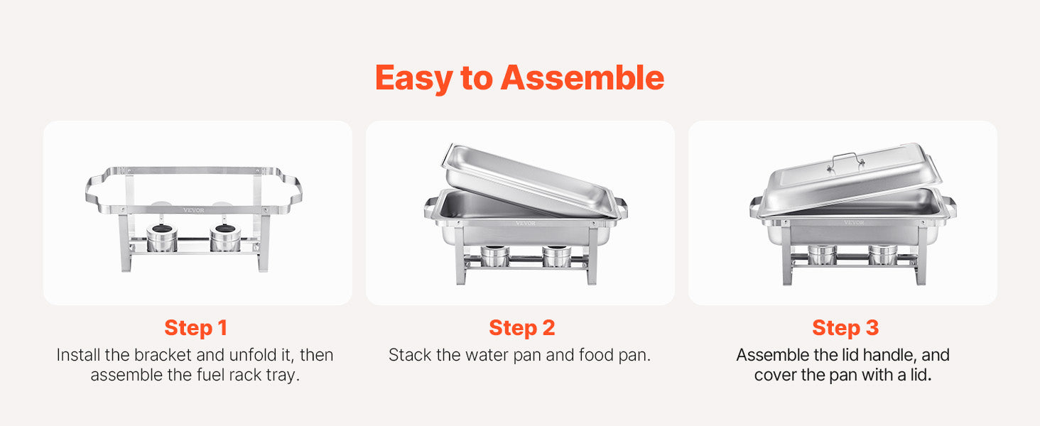 8 Qt Chafing Dish Buffet Set 6 Pack Stainless Steel Catering Set