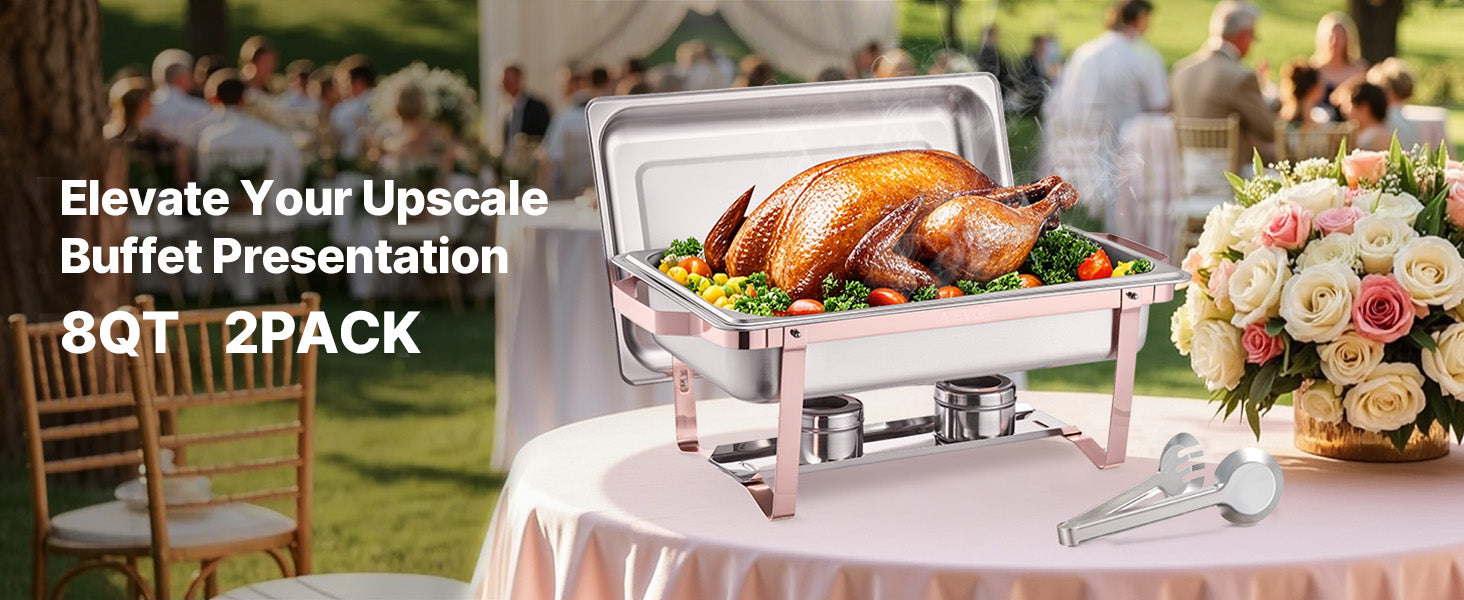SucceBuy 8Qt 4/6 Packs Chafing Dish Buffet Set Stainless Steel Chafer Rectangle Catering Warmer Server w/Lid Water Pan for party