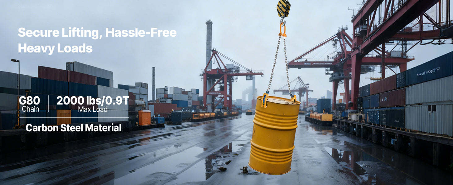 2000–2200 lbs Drum Lifting Chain Sling with Secure Hooks