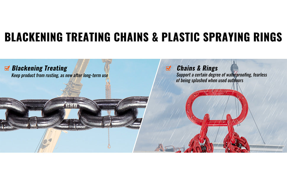 5/16" x 5 Ft G80 Chain Sling with Hooks – 11,000 lb Load