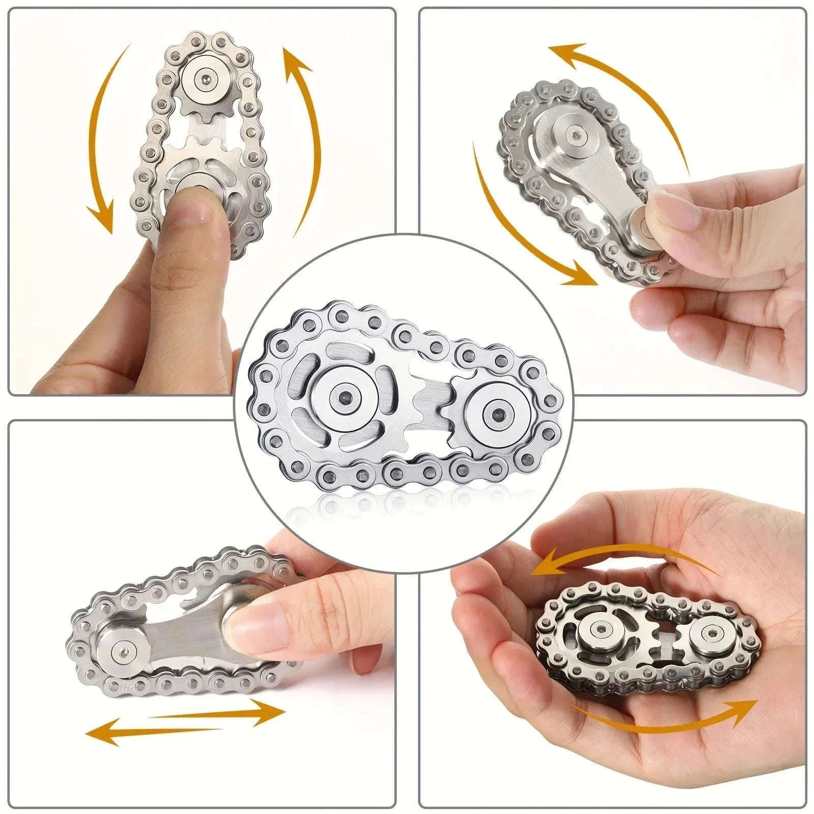 Chain Tooth Mechanical Flywheel Fidget Spinner-Gray