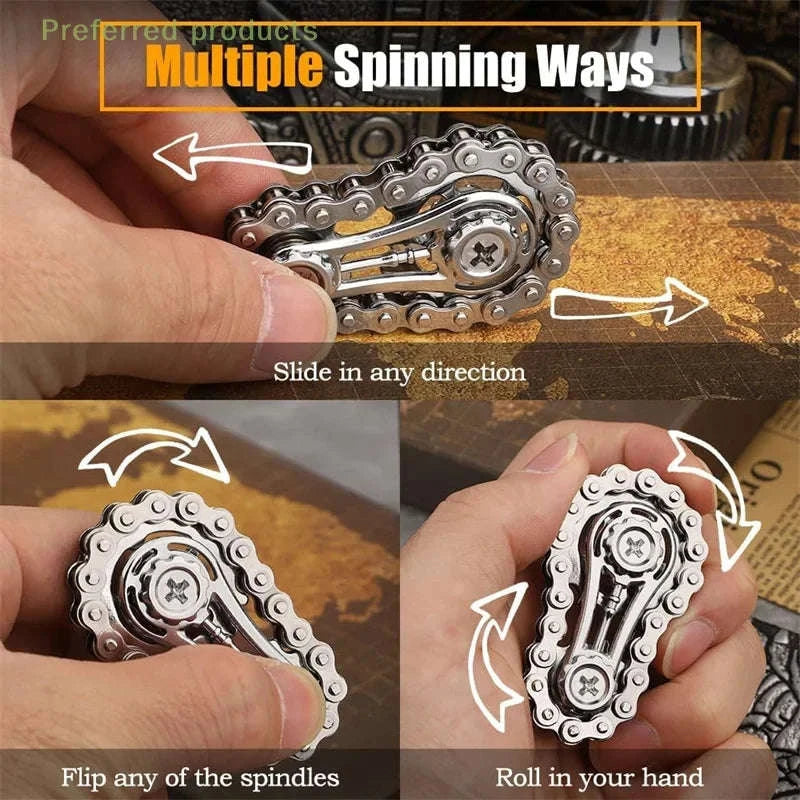 Chain Tooth Mechanical Flywheel Fidget Spinner-Gray