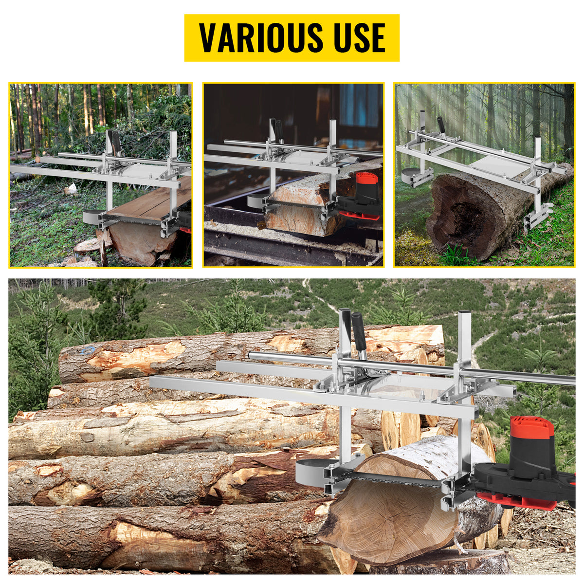 SucceBuy Kettensäge-Millingsägen 24 36 48 in Führungsstange Holz Holzzuschneidung tragbares Sawmill Aluminum Stahl Kettensäge-Mill
