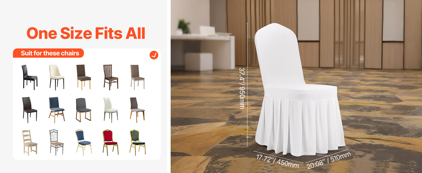 SucceBuy 30 Pcs White Chair Covers Polyester Spandex Chair Cover Stretch Slipcovers Removable Chair Cover for Party, Banquet